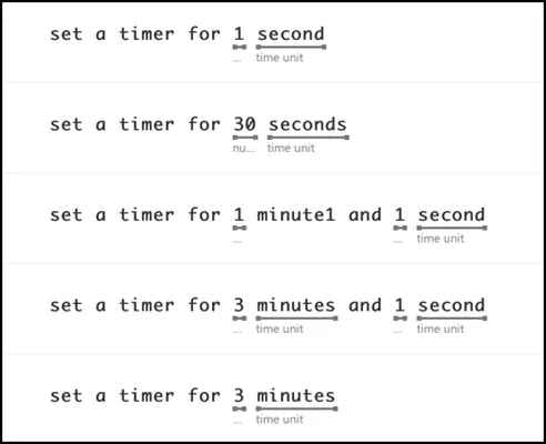 The examples with the numbers and time units underlined by LUIS