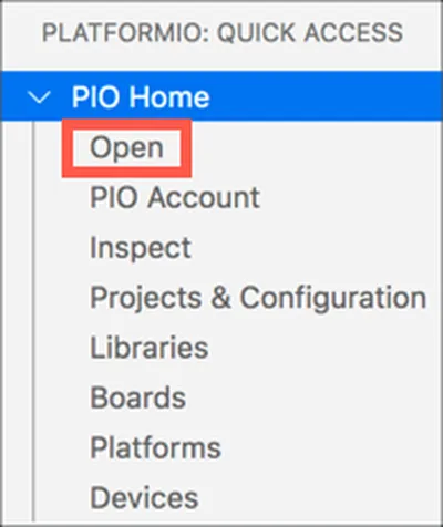Platform IO打开选项