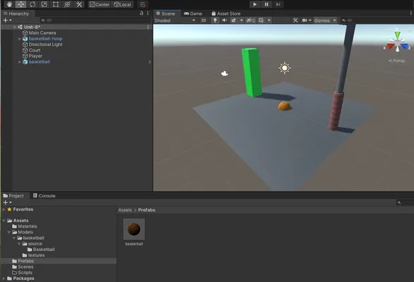 Unity场景展示其预制件的截图