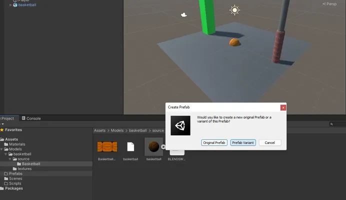 Unity的创建预制件选项截图,预制件变体被高亮显示