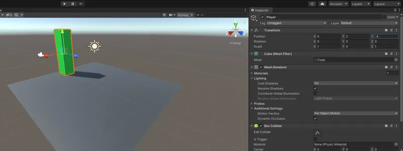 Unity显示场景和检查器窗口的截图