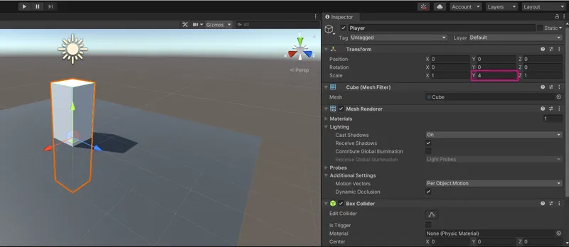 Unity中对先前创建的对象进行变换更改的截图