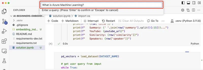 Input box for the user to input a query