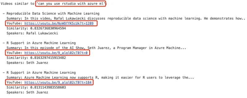 Semantic query for the question "can you use rstudio with Azure ML"