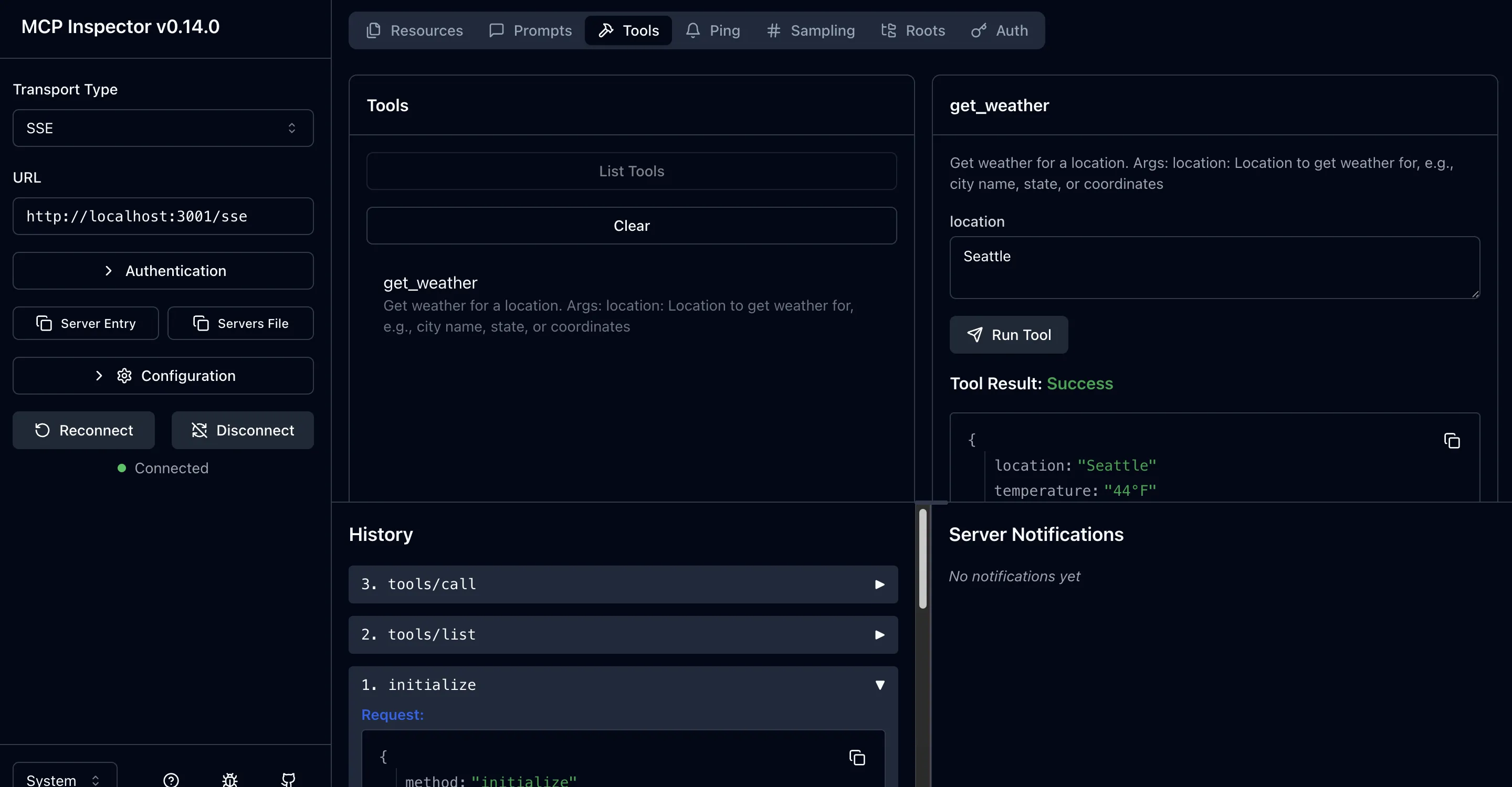MCP Inspector Interface