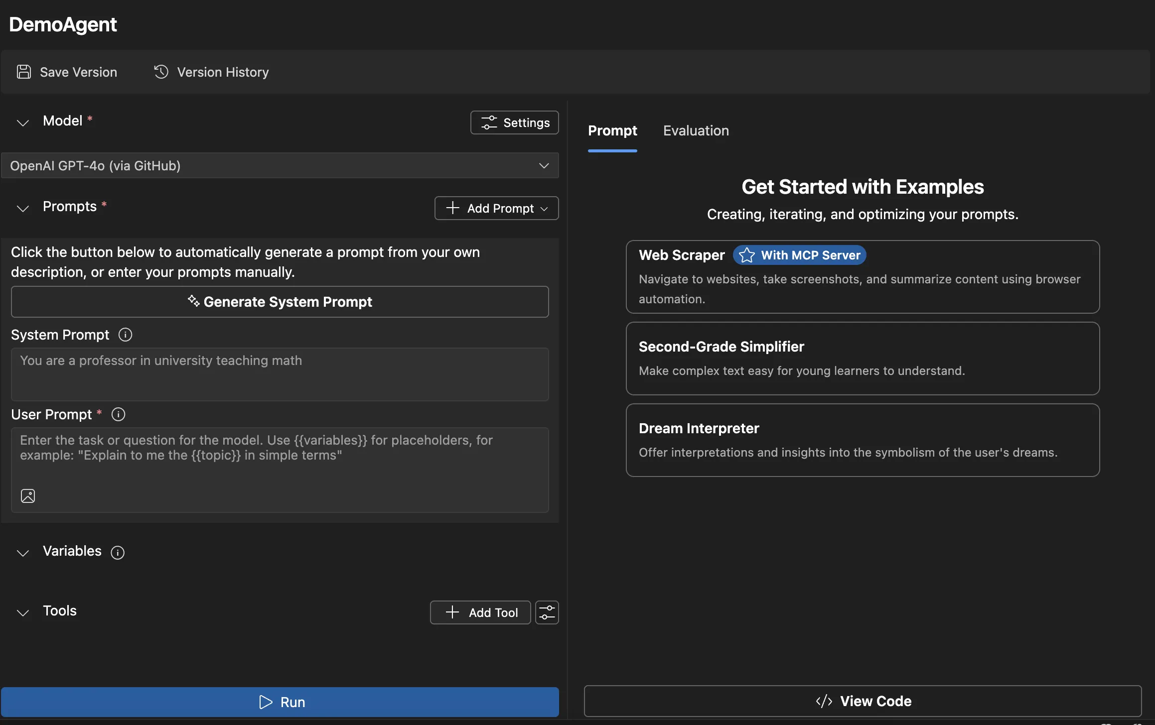 Agent Builder Interface
