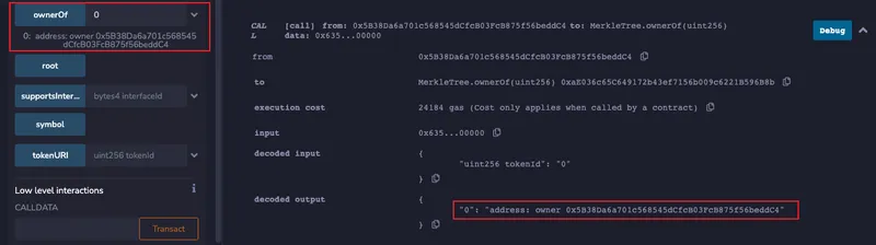 tokenId为0的持有者改变，合约运行成功！