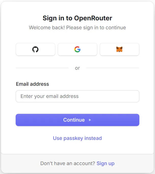 OpenRouter 注册页面